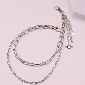 Chaîne de taille double couche en alliage de zinc, motif étoile, lune et planète, unisexe, bijou de corps tendance pour usage quotidien, cadeau de mariage - Product Image 1