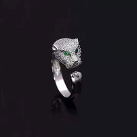 Bague ouverte tête de léopard populaire pour hommes, femmes et couples, bague d'index exagérée au design léopard unique