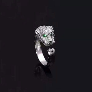 인기 레오파드 헤드 오픈 링 남녀 커플 과장된 검지 반지 독특한 레오파드 디자인 - Product Image 1