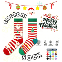 Chaussettes de Noël personnalisées en coton anti-bactérien jetables à motif sur mesure, pour les fêtes et le Nouvel An, écologiques, avec motif sur le dessus/le bas