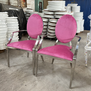 Chaise de trône de salle à manger en acier inoxydable doré avec accoudoirs, design tendance, pour mariages, salons et appartements - Product Image 3