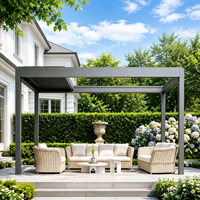 Pergola bioclimatique motorisée extensible à lames orientables en aluminium, étanche, résistante aux UV, télécommandée, pour jardin, terrasse, bord de piscine