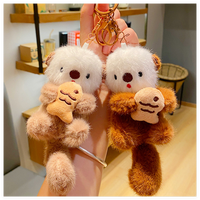 Porte-clés en peluche de loutre marine de dessin animé, doux, léger, portable, pendentif pour sac d'école, figurine mignonne pour étudiant, décoration