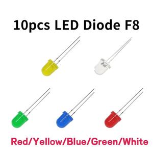 10 cái 8 mét Led Diode <span class=keywords><strong>F8</strong></span> màu đỏ màu vàng màu xanh màu xanh lá cây trắng đèn LED Diod linh kiện điện tử - Product Image 1