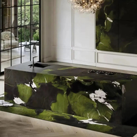Dalles de marbre vert avocat poli grand format naturel pour comptoirs de cuisine et revêtements de sol – Idéal pour les entrepreneurs en construction