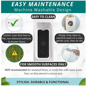 Tapis de bain 40x16 pouces extra long antidérapant pour <span class=keywords><strong>baignoire</strong></span> et <span class=keywords><strong>douche</strong></span> avec ventouses - Noir - Product Image 4