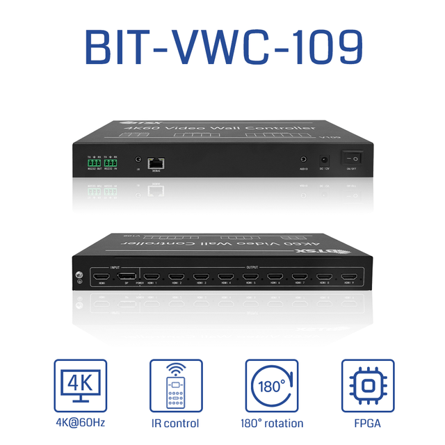 4K60Hz Video Wall Controller 3x3  1 in 9 Out HDMI/Signal Switching for Conference Room Solution CE Certification Customized