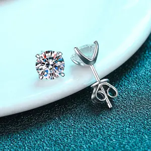 Wholesale Jewelry Fine Stud Earrings With GRA Certificate Lab Grown Diamonds 2CT Moissanite Wedding Earrings 925 Sterling Silver