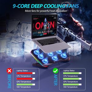 Ventilateur de refroidissement <span class=keywords><strong>pour</strong></span> ordinateur <span class=keywords><strong>portable</strong></span> de jeu avec logo personnalisé, 9 LED, <span class=keywords><strong>support</strong></span> de téléphone réglable, refroidisseur <span class=keywords><strong>pour</strong></span> ordinateur <span class=keywords><strong>portable</strong></span> de <span class=keywords><strong>17</strong></span> pouces - Product Image 3