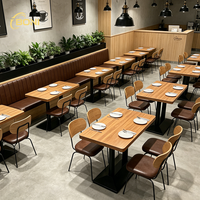Ensemble table et chaises de restaurant commercial ModHomi, mobilier de café moderne, plateau en bois, base en métal pour établissement de restauration