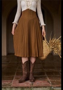 2024 Winter Frauen Custom Elegant High Waist Rüschen Fisch knochen Falten rock - Product Image 3