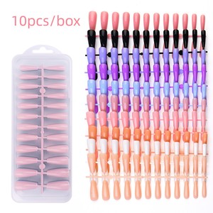 240 faux ongles de couleurs assorties en ABS, forme ballerine longue carrée, en gel souple à presser - Product Image 1