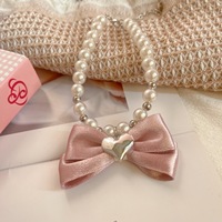 Colliers réglables pour animaux de compagnie Princess Pink, style collier de perles doux, pour chiens, motif uni doux