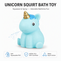 Jouets de bain à eau à presser Licorne en PVC souple, animaux flottants qui font couler de l'eau pour enfants, tout-petits et bébés, pour le jeu aquatique dans la baignoire