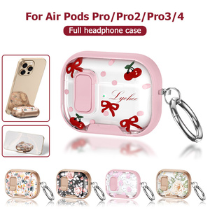 Funda Protectora IMD Click Switch con Diseño de Flor, Leopardo y Lazo para Apple AirPods Pro 3 4, Cubierta para Auriculares con Estampado de Vaca y Anillo - Product Image 3