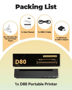 Imprimante thermique portable Jiuyin D80 pour pochoirs de tatouage, 2600 mAh, 203 dpi, sans fil, format papier A4/B5/A5, stock SDK, garantie 1 an - Product Image 6