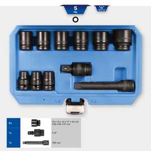 BRILLIANT TOOLS - BT022645 Jeu de douilles hexagonales à impact court de 1/2 ''(11 pièces) -EAN 4042146870174 IMPACT SOCKETS ET ACCESSOIRES - Product Image 2
