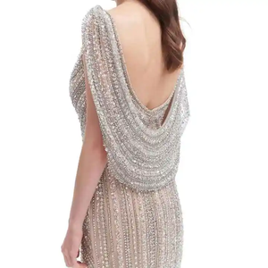 تصنيع الملابس المخصصة الفاخرة الفضة حورية البحر دبي مساء اللباس الرأس الثقيلة مطرز فستان حفلة موسيقية الشق للنساء حفل زفاف الحزب - Product Image 4