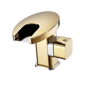 Grifos Mezcladores <span class=keywords><strong>de</strong></span> Lavabo <span class=keywords><strong>de</strong></span> Lujo <span class=keywords><strong>de</strong></span> Latón Dorado Eléctricos <span class=keywords><strong>de</strong></span> un Solo Orificio para Montaje en Cubierta con Diseño Moderno, Válvula <span class=keywords><strong>de</strong></span> Cerámica y <span class=keywords><strong>Cascada</strong></span> LED - Product Image 5
