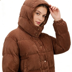 Veste d'hiver épaisse en velours côtelé et nylon teint, à capuche, pour <span class=keywords><strong>femme</strong></span>, Boying, nouvelle collection, élégante, coupe classique, personnalisable en usine, ODM - Product Image 2