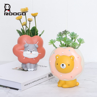 Pot de fleurs en résine mignon et adorable en forme d'animal, pot de plantes succulentes de dessin animé, décoration Kawaii pour la maison, la chambre d'enfants, le bureau ou l'étagère, cadeau charmant