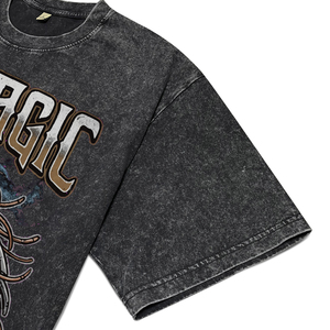 Oversized Black Acid Wash Streetwear Breathable Cotton Men's <b>T</b>-<b>Shirts</b> Custom Steampunk <b>Unicorn</b> DTG Print Tees for Wholesale - Product Image 5