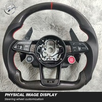Setir Kemudi Serat Karbon 4 Palang Bentuk D Datar Satu Tombol Start Kustom untuk Audi 2018-2024 A6 A7 A8 S6 S7 S8 RS6 RS7 Avant