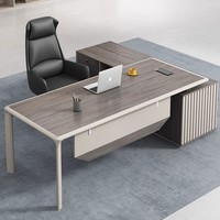 Table de bureau moderne en PVC en forme de L, style minimaliste, luxe léger, pour patron, président, superviseur, directeur, avec chaise et tiroirs