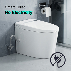 WC intelligent sans électricité avec chasse <span class=keywords><strong>d</strong></span>'eau à capteur au pied, double lavage, évacuation en S, fixation au sol, réservoir encastré - Product Image 1