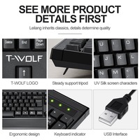 Clavier et souris combo filaire TF330, étanche, pour jeux et bureau, taille standard, en ABS noir, interface USB, mini sans fil, LED, ergonomique