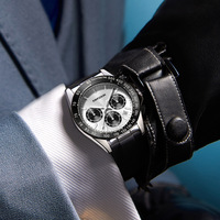 Reloj de Pulsera para Hombre, Estilo Ejecutivo, con Cronógrafo de Cuarzo, Caja de Aleación, Cristal Mineral, Esfera con Indicadores, 43 mm, Resistente al Agua hasta 30 m, Correa de Silicona