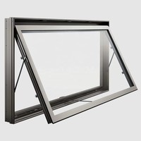 Fenêtre à auvent Gaoming moderne en aluminium 5mm+12A+5mm, style ouverture battante, avec persienne verticale et moustiquaire magnétique en acier inoxydable