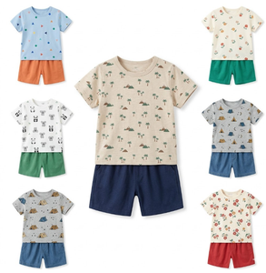 Ensembles de vêtements en coton pour enfants, t-shirt à manches courtes pour bébé garçon et fille avec short, motifs variés, vêtements d'été - Product Image 1