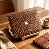Étui rigide en cuir imprimé léopard marron à rayures zébrées Yihe pour MacBook Air 2022 A2681 Macbook Pro
