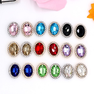 Pinzas para el pelo ovaladas con diamantes de imitación, accesorios DIY de piedra de cristal colorida para el cabello, zapatos, ropa, uso diario, hechos a mano, origen Yiwu - Product Image 4