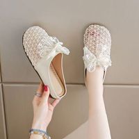 Sandales plates d'été pour femmes, style coréen, à nœud sur l'orteil, design ajouré français, en maille respirante, antidérapantes et légères