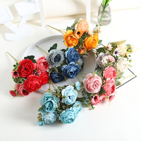 Fleurs artificielles en soie, pivoines et marguerites de style européen, bouquet de pivoines, décoration d'intérieur, fournitures de mariage, vente en gros d'usine