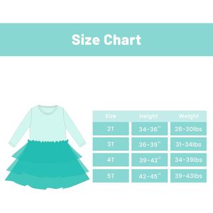 Robe tutu à manches longues pour petites filles, avec imprimé étoiles et jupe en tulle superposée, pour les fêtes ou les tenues décontractées, silhouette en forme de A - Product Image 5
