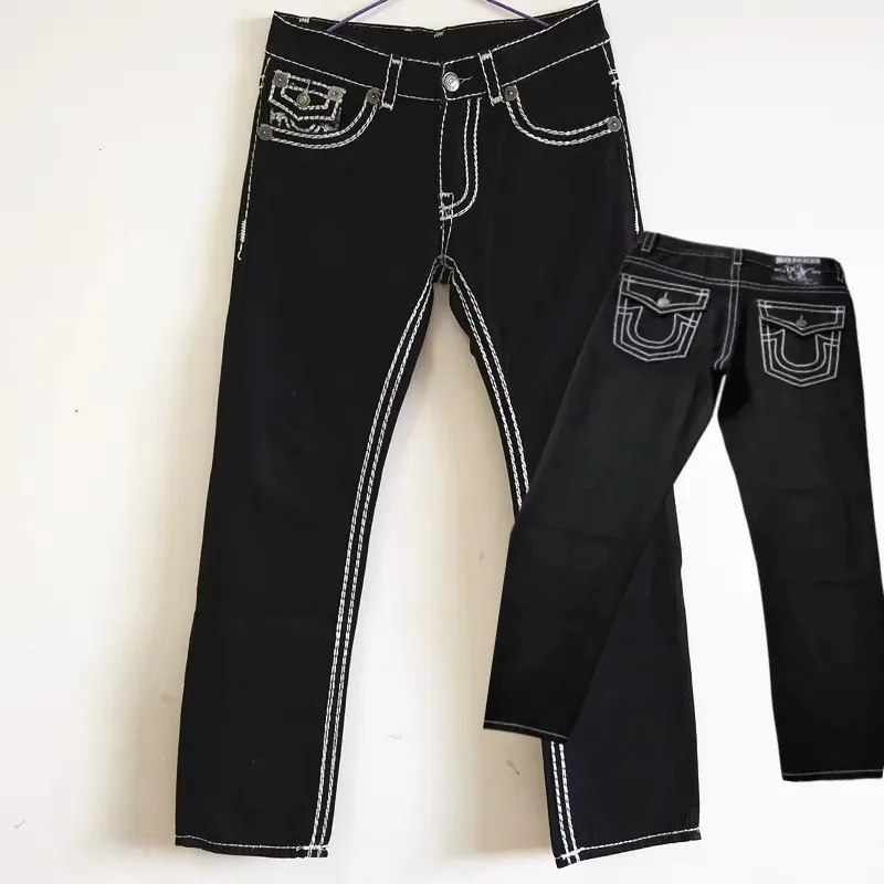 Wholesale designer brand clothing washed high waist black denim pants high quality fashion jeans for women