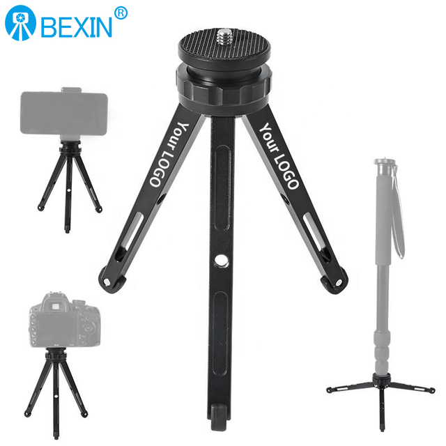 BEXIN Aluminum Alloy Mini Tripod Desktop Selfie Convenient Tripod Suitable for Camera Ball Head 1/4 Thread.