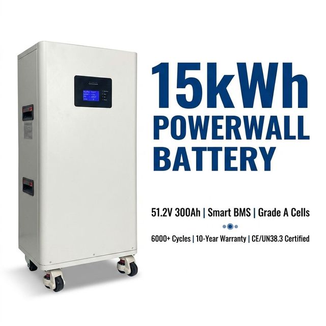 15kWh Powerwall LiFePO4 Battery 51.2V 300Ah Smart BMS Wall-Mounted Home ESS Solar Backup Grade a 6000 Cycles
