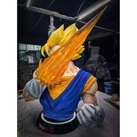Dragon Ball Z 1:1 Taille Réelle Super Saiyan 4 Goku Buste de Haute Qualité avec Effet LED sur la Base, Statue en Résine, Figurine de Collection Anime, Décoration