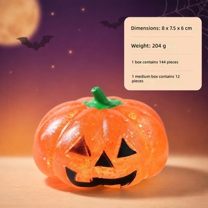 Juguete antiestrés de goma blanda con diseño de cabeza de calabaza de Halloween, novedoso, con purpurina, creativo, para descompresión, venta al por mayor transfronteriza - Product Image 6
