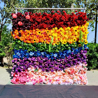 Panneau mural de fleurs artificielles modernes en tissu filé 3D, longue durée, faites à la main, avec hortensias et roses, pour la Fête des Mères