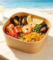 Bol carré et boîte à emporter en papier kraft de qualité alimentaire pour la restauration, les bars et les pique-niques