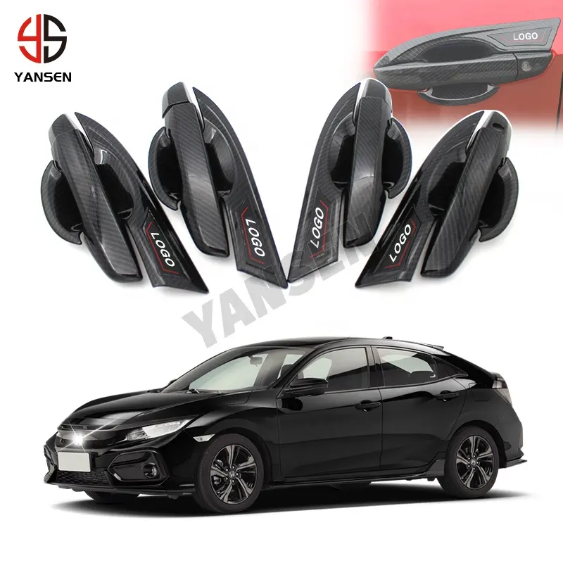 ABS Carbon Fiber Style Door Handle + Bowl Cover Trims For Honda Civic 10th 2016-2019 accessories