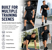 Camiseta de Compresión para Entrenamiento con Logotipo Personalizado para Hombre 95% Algodón 5% Elastano, Ropa Deportiva Elástica para Gimnasio de Corte Ajustado