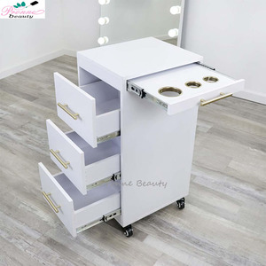 Carrito <span class=keywords><strong>de</strong></span> Peluquería Blanco con 3 Bandejas <span class=keywords><strong>de</strong></span> Almacenamiento, Soporte para <span class=keywords><strong>Secador</strong></span> <span class=keywords><strong>de</strong></span> Pelo, Carrito para Spa <span class=keywords><strong>de</strong></span> Pies - Product Image 4
