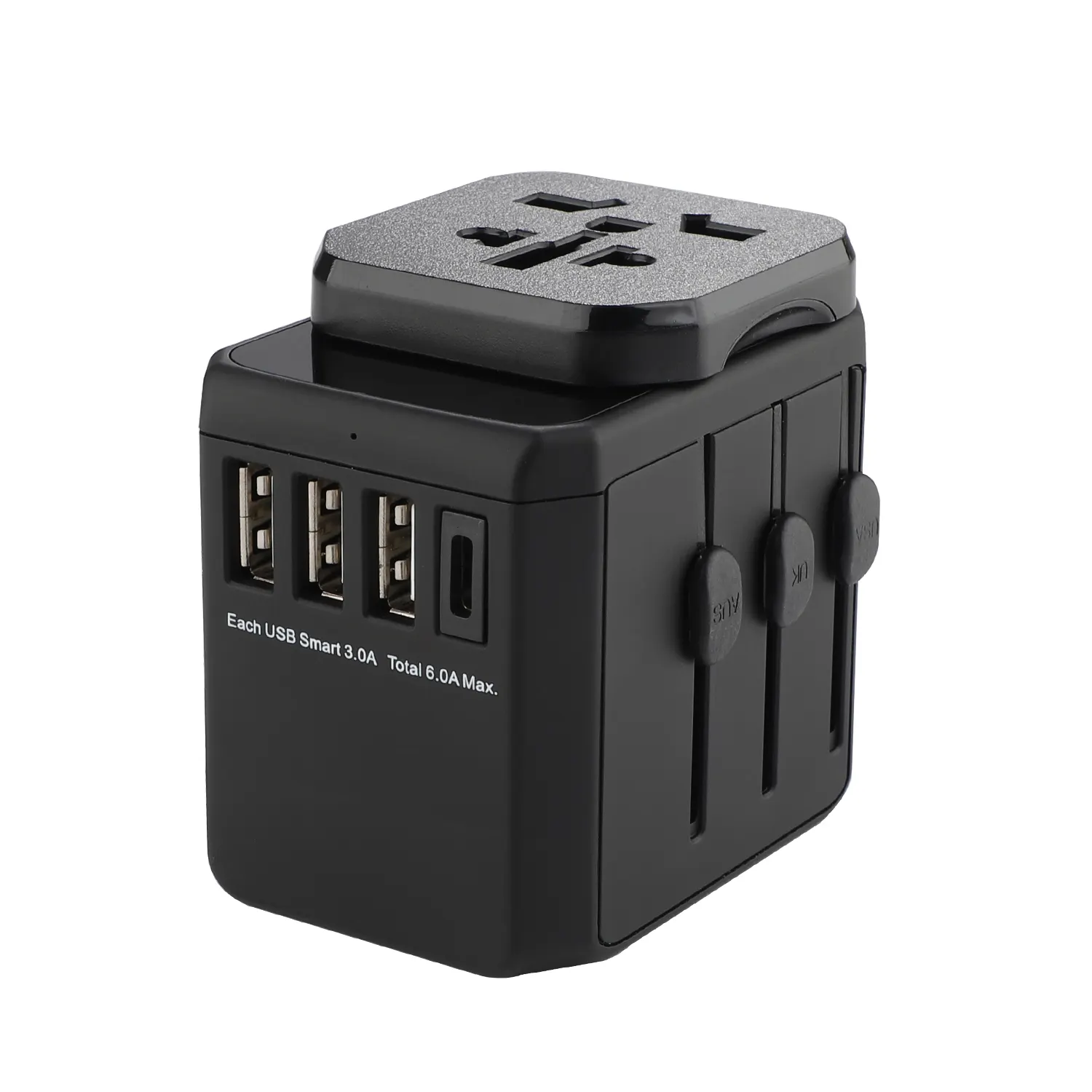 Hot Sale Grounded Pin 10A 4 USB Port Travel Plug Adapter Universal Earth Pin European Travel Adapter