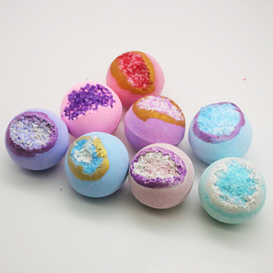 Bombes de bain effervescentes personnalisées en forme de géode, aux cristaux colorés et au sel marin, nourrissantes, pour SPA, cadeaux pour femmes et filles, relaxation - Product Image 2